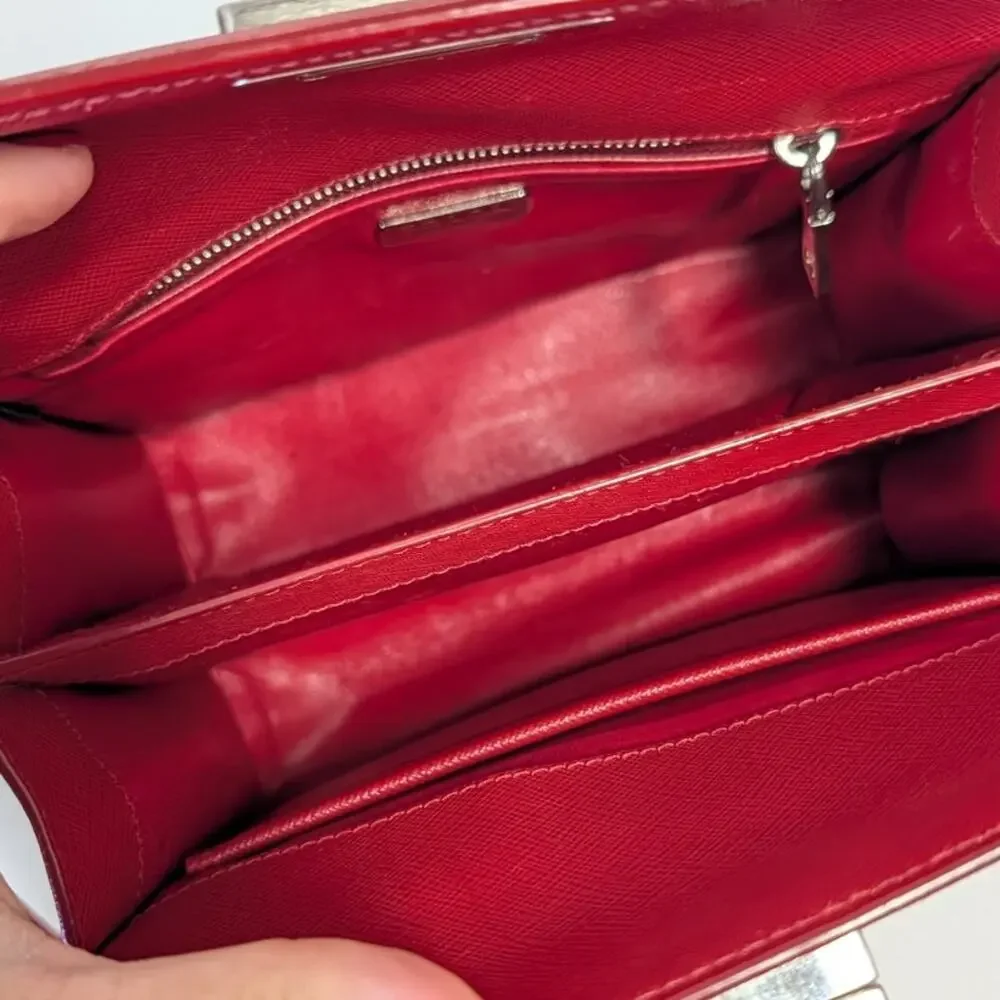Prada Saffiano Leather Shoulder Bag Limited Edition Pop Art Portrait Red/Pink - Picture 13 of 16